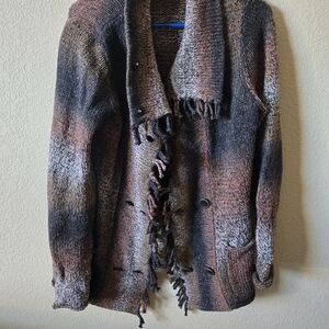 CAbi Brown and Black Knit Cardigan